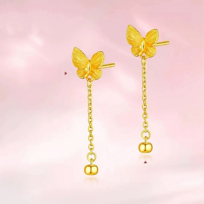 14K Gold-Plated Butterfly Tassel Earrings