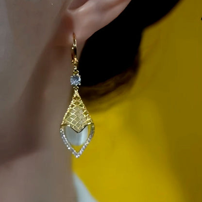 14K Gold-Plated Cat's Eye Drop Earrings