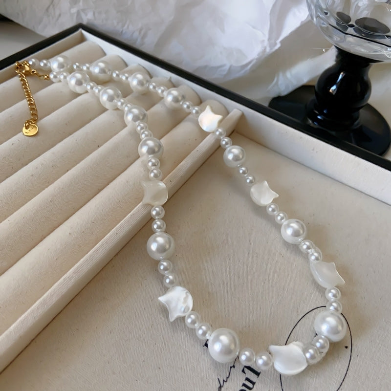 14K Gold-Plated Cat's Eye Stone Cat Pearl Necklace