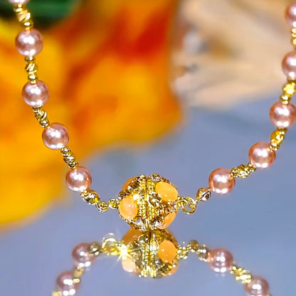 14K Gold-Plated Cat's Eye Stone Magnetic Pearl Necklace