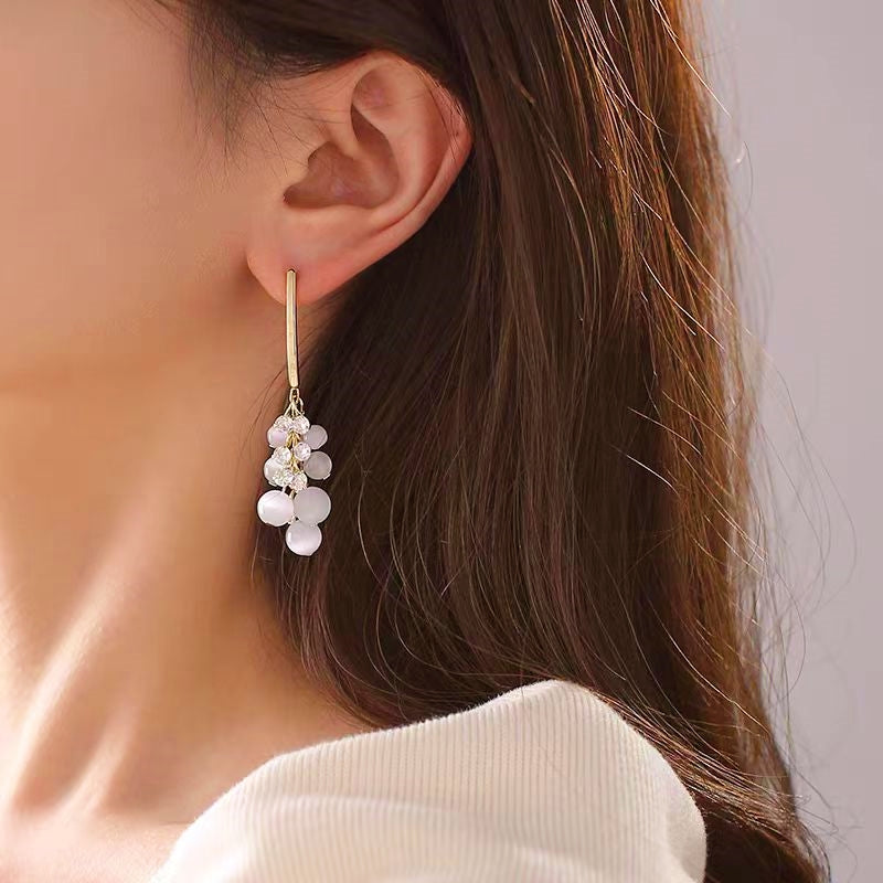 14K Gold-Plated Cat's Eye Tassel Earrings