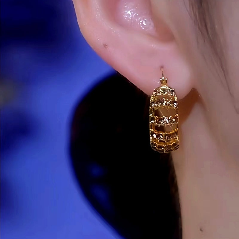 14K Gold-Plated Celebrity Style Brown Diamond Earrings