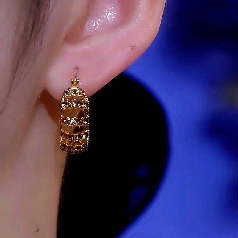 14K Gold-Plated Celebrity Style Brown Diamond Earrings