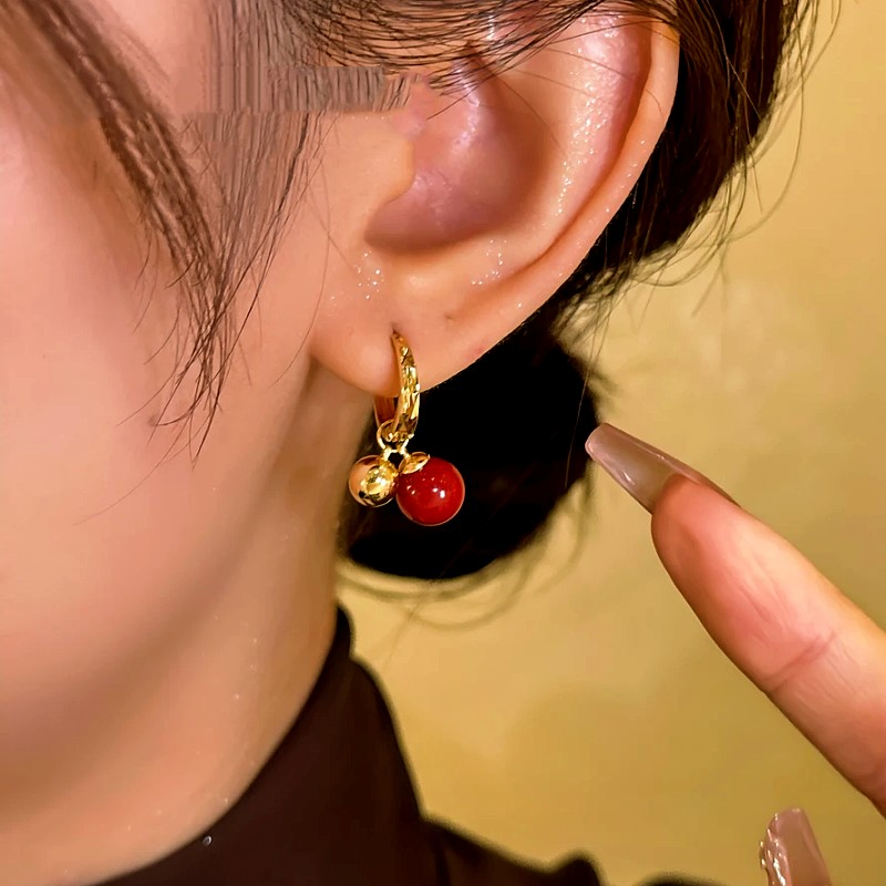 14K Gold-Plated Cherry Bead Earrings