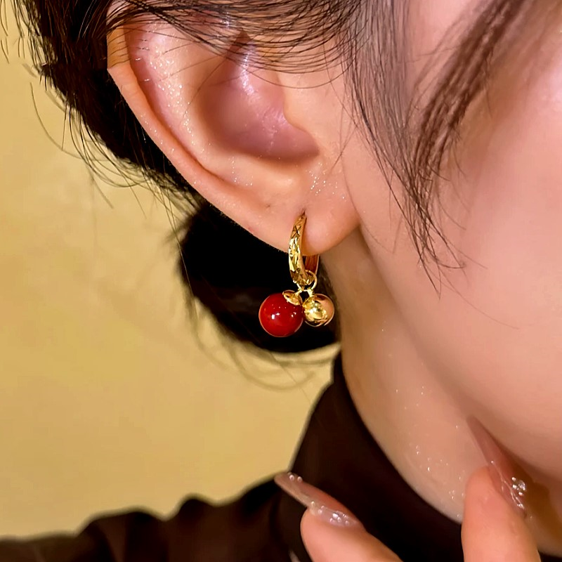 14K Gold-Plated Cherry Bead Earrings