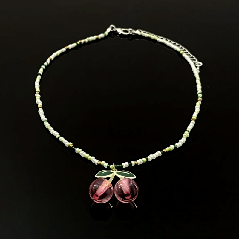 14K Gold-Plated Cherry Beaded Necklaces