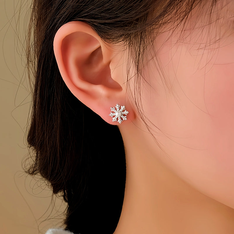 14K Gold-Plated Chiristmas Snowflake Jacket Earrings