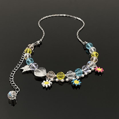 14K Gold-Plated Colorful Beaded Flower Necklaces