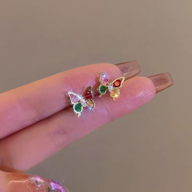 14K Gold-Plated Colorful Butterfly Stud Earrings