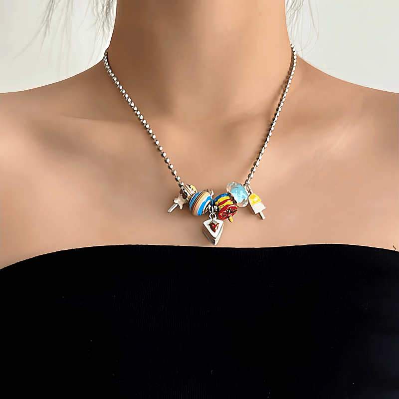 14K Gold-Plated Colorful Cake Necklaces