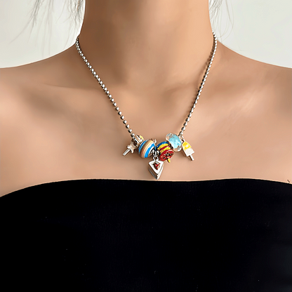 14K Gold-Plated Colorful Cake Necklaces