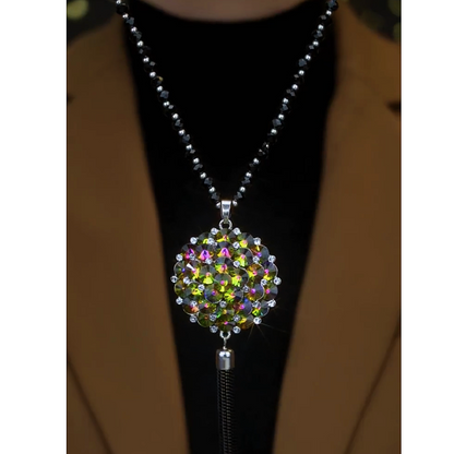 14K Gold-Plated Colorful Crystal Sweater Chain Necklace