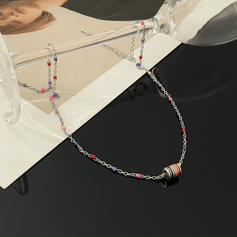 14K Gold-Plated Colorful Ring Necklaces