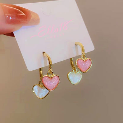 14K Gold-Plated Contrasting Heart Earrings