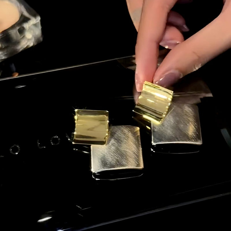 14K Gold-Plated Contrasting Square Earrings