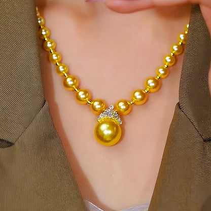 14K Gold-Plated Crown Gold Pearl Necklace