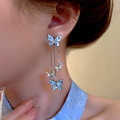 14K Gold-Plated Crystal Butterfly Earrings