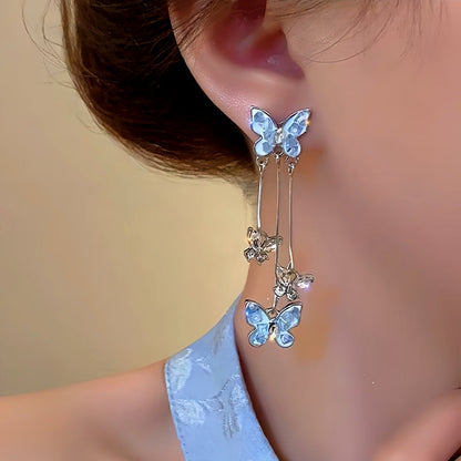 14K Gold-Plated Crystal Butterfly Earrings