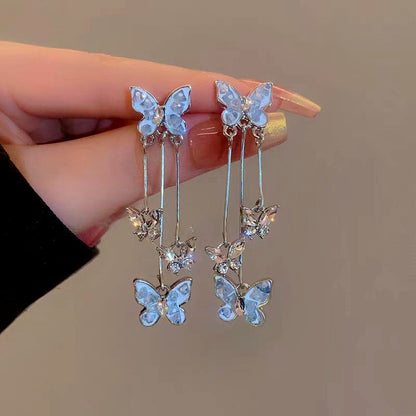 14K Gold-Plated Crystal Butterfly Earrings