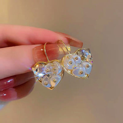 14K Gold-Plated Crystal Heart-Design Earrings