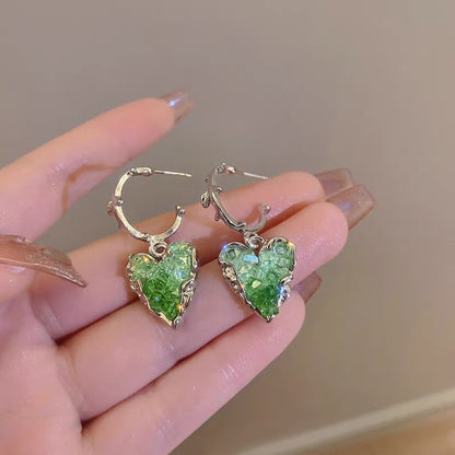 14K Gold-Plated Crystal Love Heart-Design Earrings