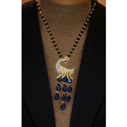 14K Gold-Plated Crystal Peacock Sweater Necklace