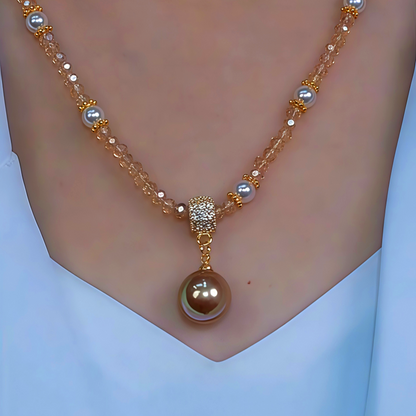 14K Gold-Plated Crystal Pearl Necklace
