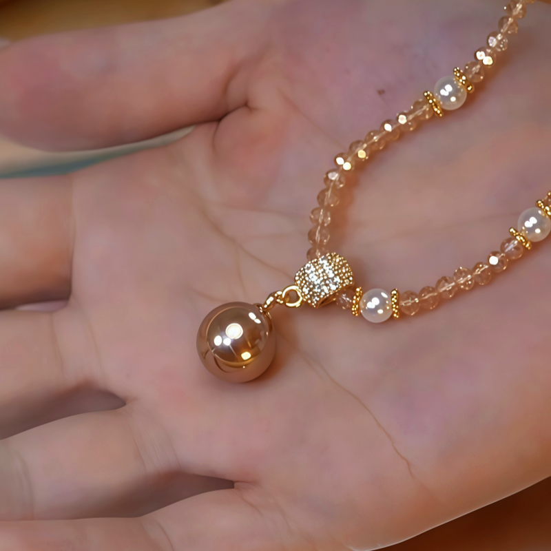 14K Gold-Plated Crystal Pearl Necklace