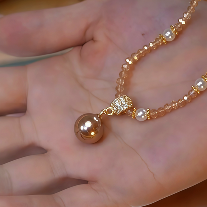 14K Gold-Plated Crystal Pearl Necklace