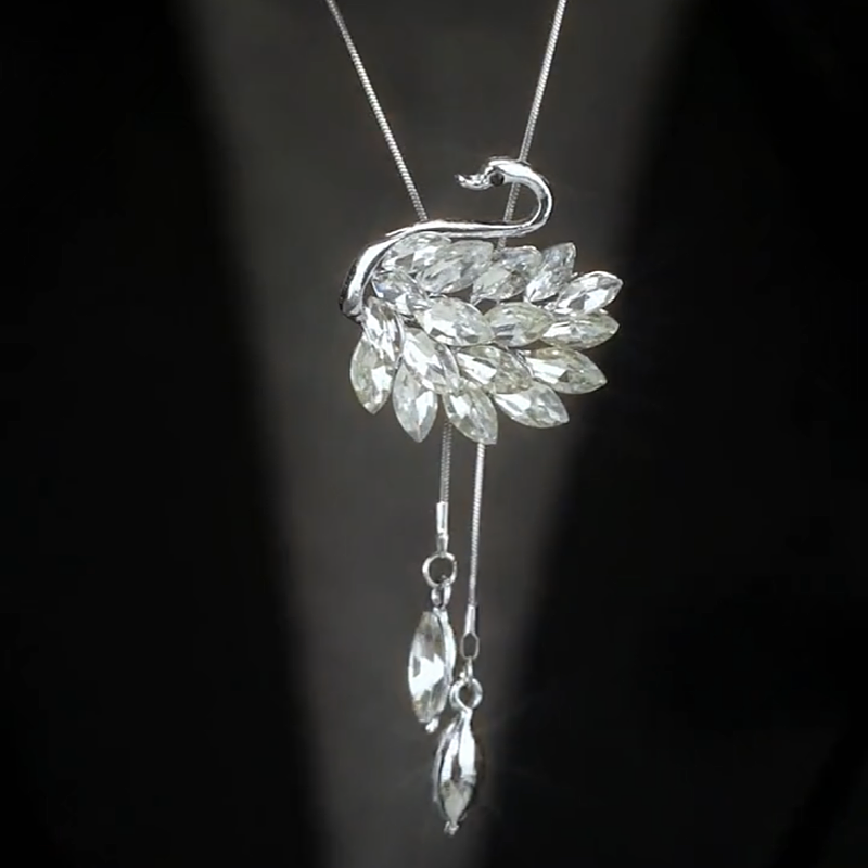 14K Gold-Plated Crystal Swan With Diamonds Necklace