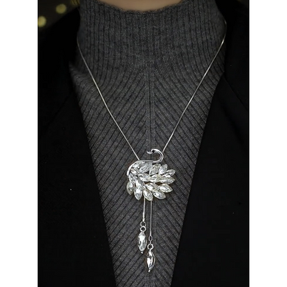 14K Gold-Plated Crystal Swan With Diamonds Necklace
