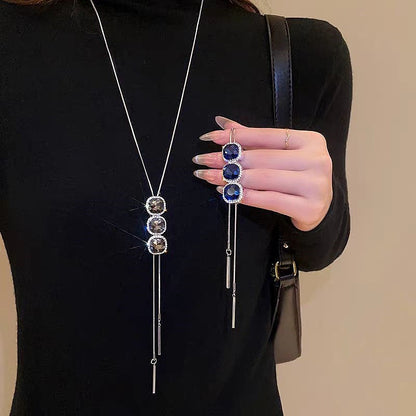 14K Gold-Plated Crystal Sweater Chain Necklaces