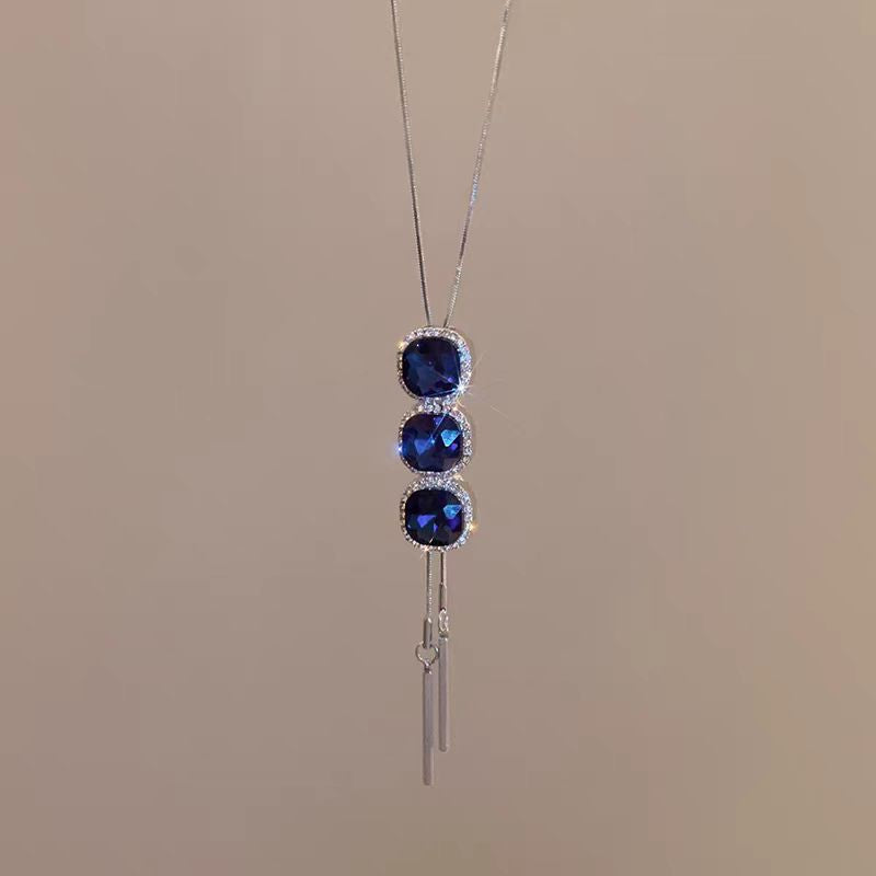 14K Gold-Plated Crystal Sweater Chain Necklaces