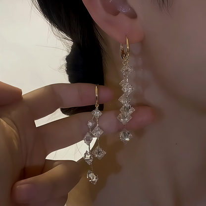14K Gold-Plated Crystal Tassel Earrings