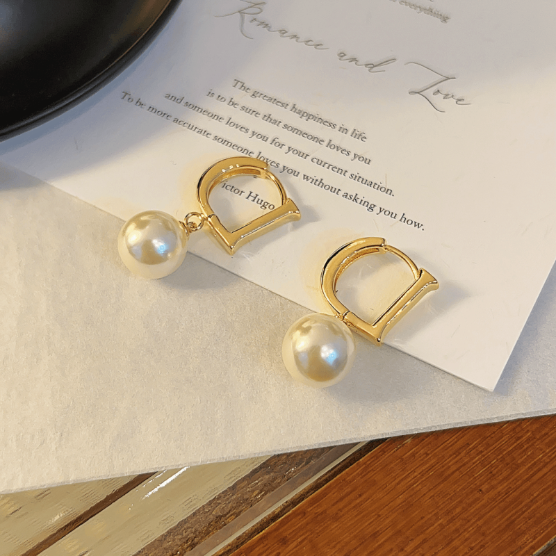 14K Gold-Plated D Letter Hoop Earrings
