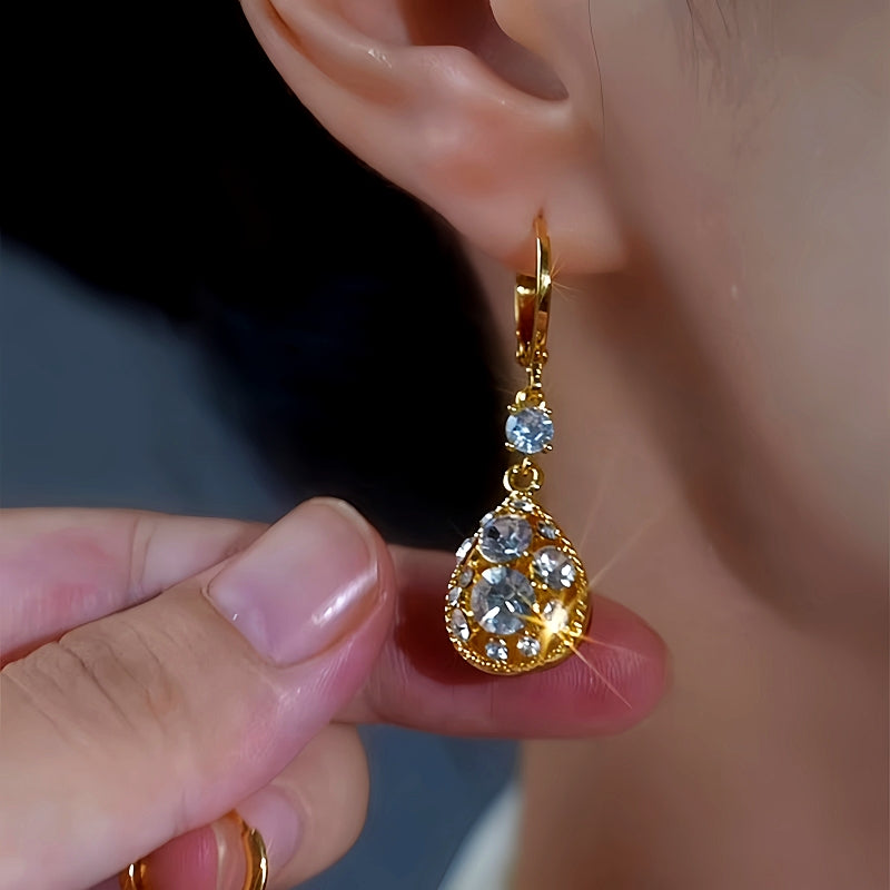 14K Gold-Plated Daimond Water Drop Earrings