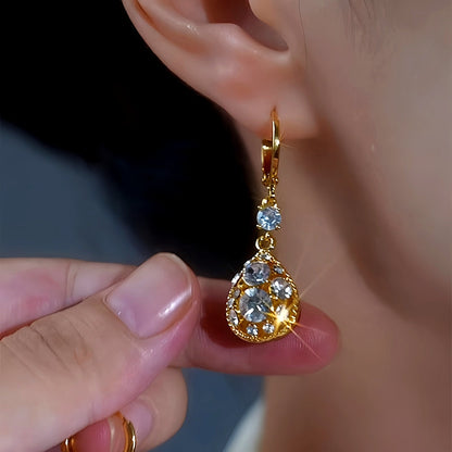 14K Gold-Plated Daimond Water Drop Earrings