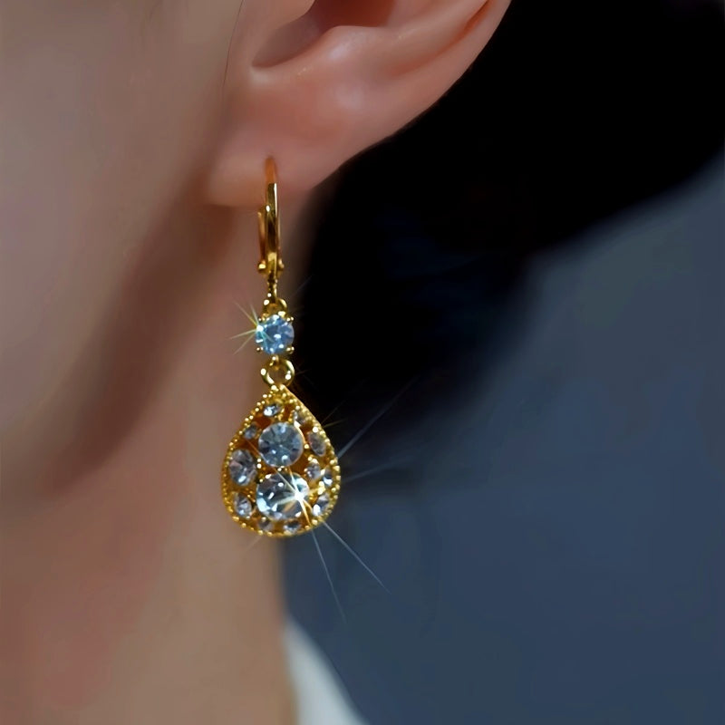14K Gold-Plated Daimond Water Drop Earrings