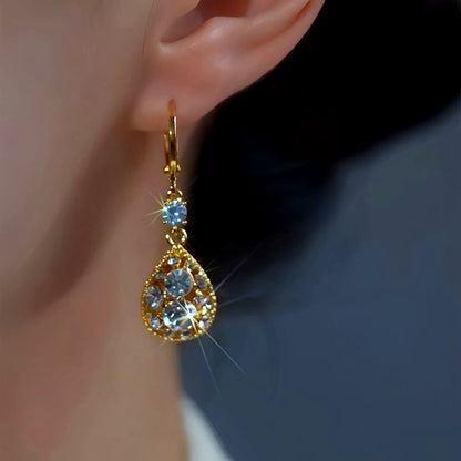 14K Gold-Plated Daimond Water Drop Earrings