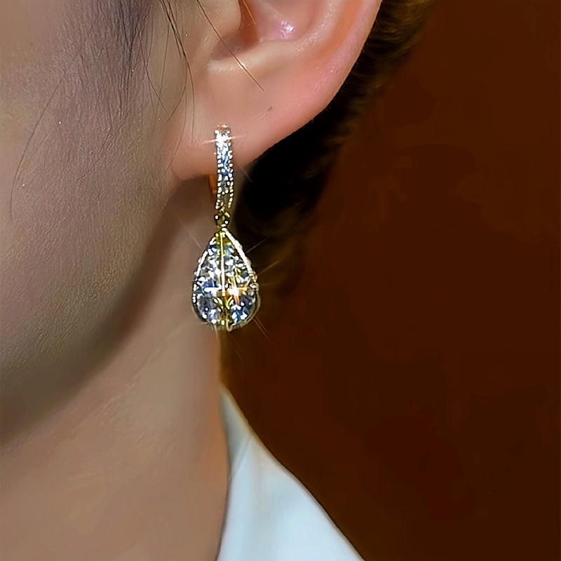 14K Gold-Plated Daimond Water Drop Earrings