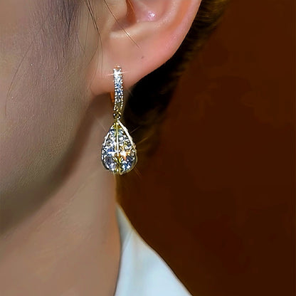 14K Gold-Plated Daimond Water Drop Earrings