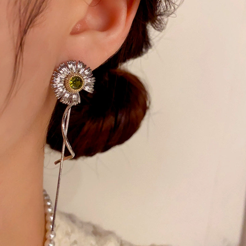 14K Gold-Plated Daisy Long Tassel Earrings