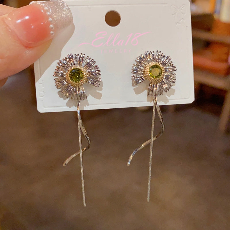 14K Gold-Plated Daisy Long Tassel Earrings