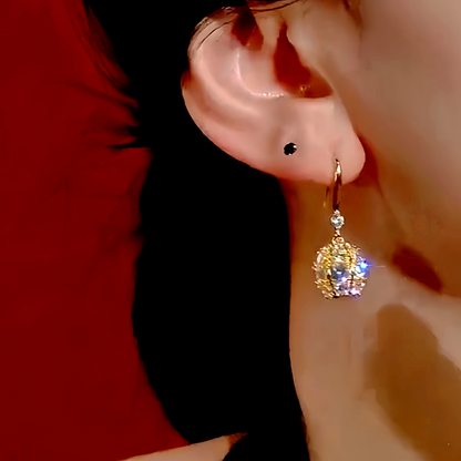 14K Gold-Plated Diamond Ball Ear Hook Earrings