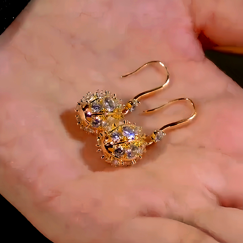 14K Gold-Plated Diamond Ball Ear Hook Earrings