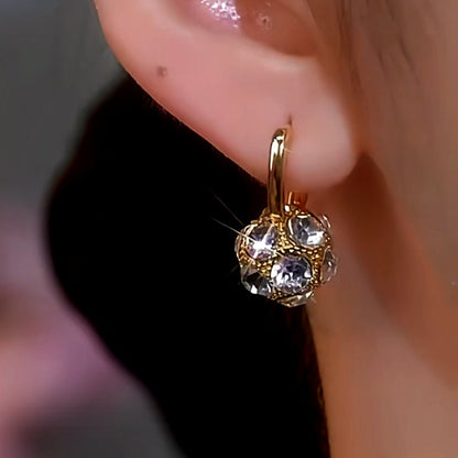 14K Gold-Plated Diamond Ball Earrings