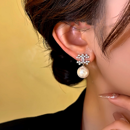 14K Gold-Plated Diamond Bead Earrings