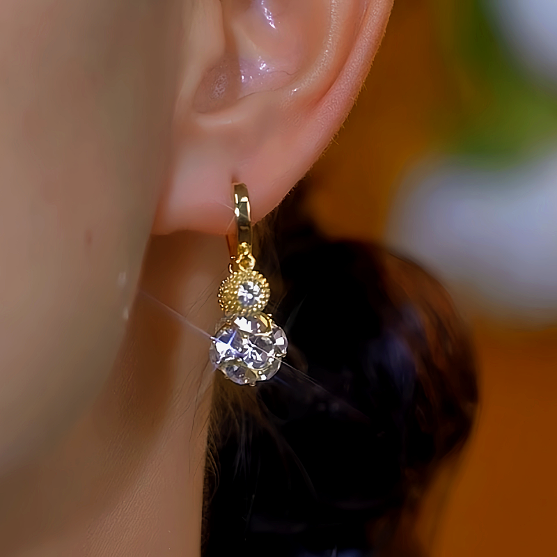14K Gold-Plated Diamond Bead Earrings
