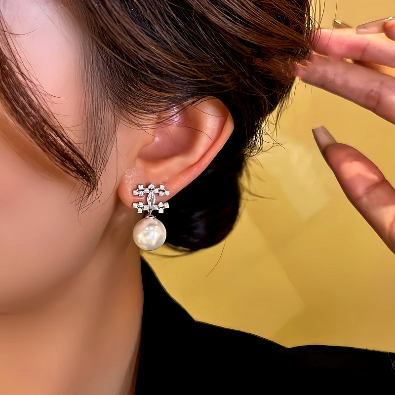 14K Gold-Plated Diamond Bead Earrings