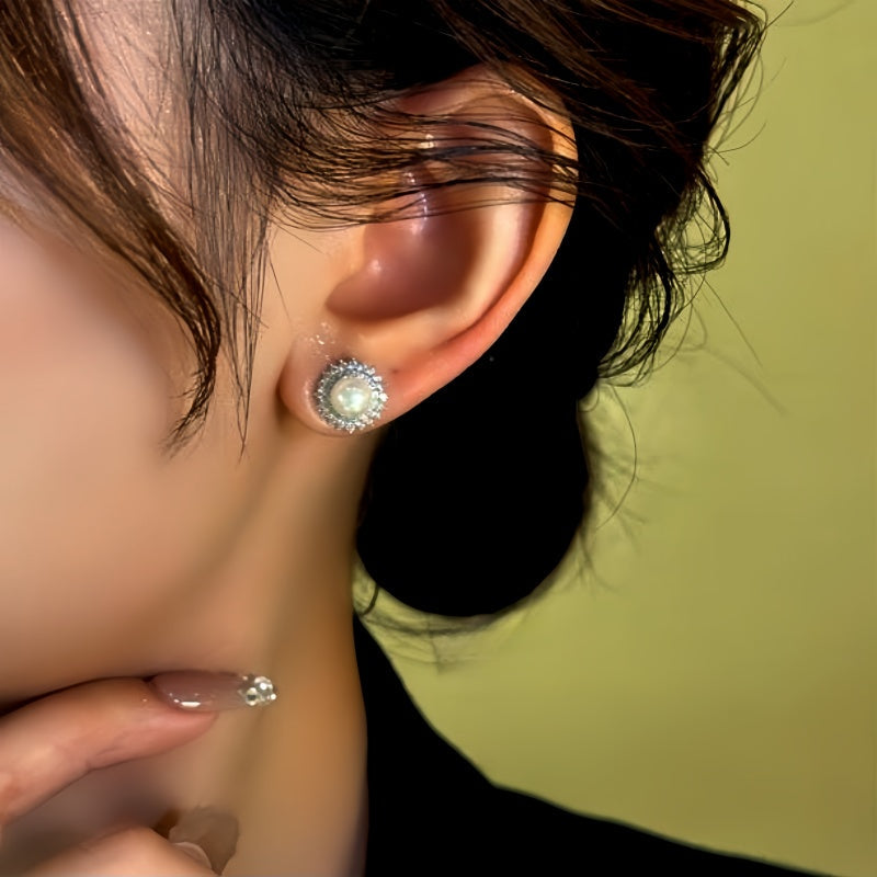 14K Gold-Plated Diamond Bead Stud Earrings